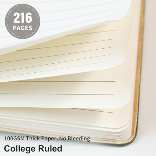 Lined Journal Notebook for Work College Ruled Note Book 5.79"x8.27" A5 PU Leather Daily Journaling 216 Pages for Women Men Writing Home School Supplies Business (Grey) - color: 06-Grey-1pack, style: A5 Lined 216pages