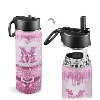 MyPupSocks Custom Water Bottle for Kids, Personalized Kids Stainless Steel Water Bottle with Name, Customizable Kids Cups with Lids and Straws for Boys Girls Birthday Graduation - color: Color 9