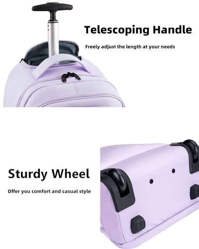 MATEIN Rolling Backpack for Women, 17 Inch Laptop Backpacks with Wheels | Backpack with Wheels, 17 inch Laptop Backpack, 36 L Main Compartment, Breathable Adjustable Straps, Rolling Travel Bag - color: Purple, size: 17-inch