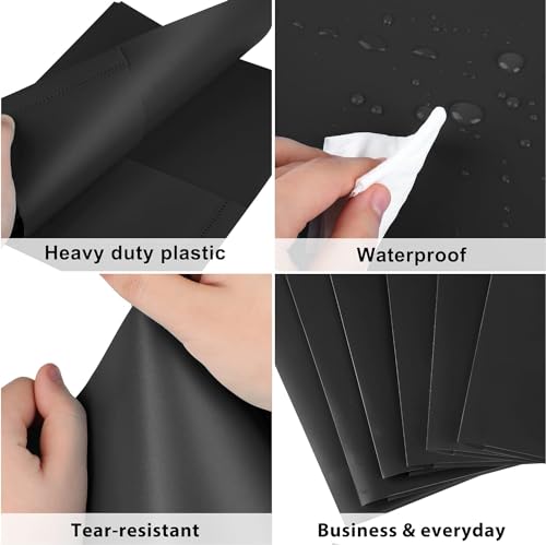 HABGP12 Pack Black File Folders with Pockets and Business Card Slot, Letter Size Plastic 2 Pocket Folders for Documents, Office Filing Cabinet Folders, School Supplies for College Students - size: 12 Pack Black