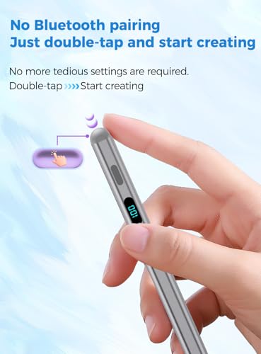 iPad Stylus Pencil(5 Extra Tips) with Magnetic Attachment,USB-C Faster Charge,Tilt Sensitivity Palm Rejection,Compatible with2018-2025 iPad ProM4/12.9/11,Air M3/M2/3/4/5,iPad6-11,Mini5/6/7Gen (Purple) - color: Purple