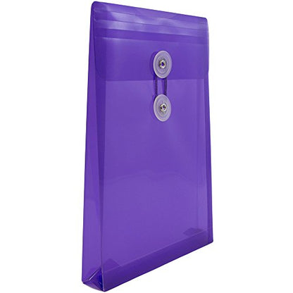 JAM PAPER Plastic Envelopes with Button & String Tie Closure - 6 1/4 x 9 1/4 - Purple - 12/Pack - color: Purple, size: 6 x 9