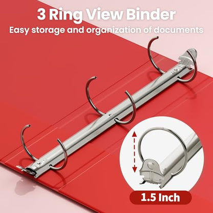 SUNEE 3.8cm(1.5인치) 바인더 3링 6팩, 클리어 뷰 3링 3.8cm(1 1/2인치) 바인더, PVC 프리, 학교 또는 사무용품용, 클래식 6가지 색상 - color: 클래식 모음, size: 1.5인치