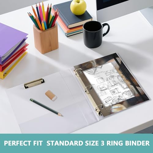 Pencil Pouch for 3 Ring Binder Orange Cat 2 Pack Large Pencil Case Pouch with Zipper & Grommets, Clear Binder Bag, School Office Supplies
