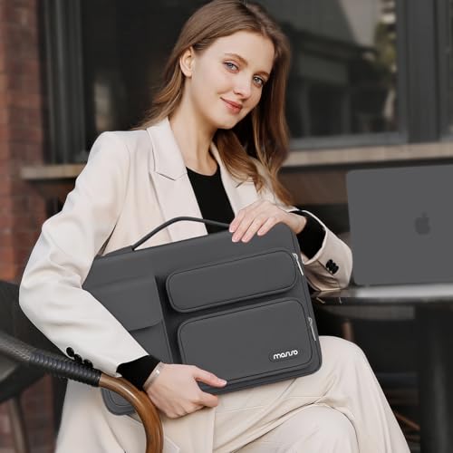 MOSISO 360 Protective Laptop Case 13.3 inch, 13-13.3 inch Laptop Sleeve | Compatible with MacBook Air/Pro 13 / Pro 14, HP Dell ASUS Lenovo,Side Open Bag with 2 Raised&1 Flapover Pockets, Dawn Gray - color: Dawn Gray, size: 13.3 inch