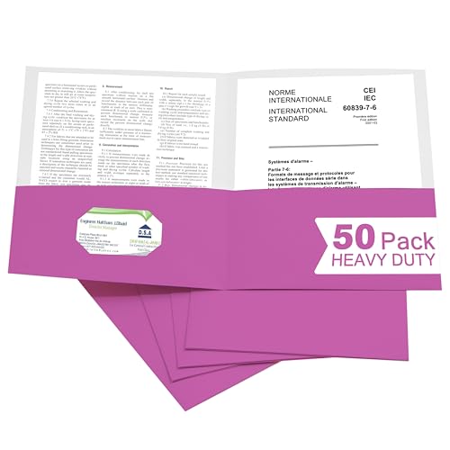 Zzrywuty 50 Packs Heavy Duty Rose Purple 2 Pocket Folders with Business Card Slot,Holds 100 Sheets Fits Letter Size File Folder Presentation Folder for School,Office,Home - color: 50pcs -Rose Purple