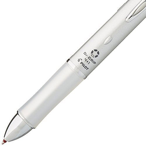Pilot Mult Function Pen Dr. Grip 4+1, 0.7mm Acro Ink Ballpoint Pen, 0.5mm Mechanical Pencil, Silver (BKHDF1SF-SP) - color: Silver