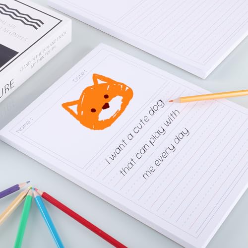 zmybcpack 2 Pack Write Beginner Paper for Kids, 8.5"x11" Story Writing Paper for Kids to Write Story, Primary Composition Notepad(100 Sheets Each, Double-Sided Printing) - size: 8.5x11"(Draw and writing)