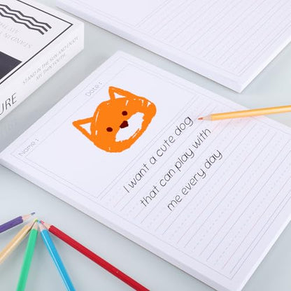 zmybcpack 2 Pack Write Beginner Paper for Kids, 8.5"x11" Story Writing Paper for Kids to Write Story, Primary Composition Notepad(100 Sheets Each, Double-Sided Printing) - size: 8.5x11"(Draw and writing)
