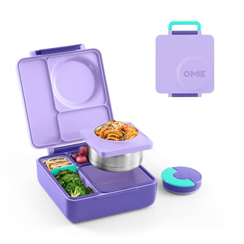 Omie OmieBox Kids Insulated Leakproof Bento Lunch Box with Food Jar (Purple Plum) - color: Purple Plum