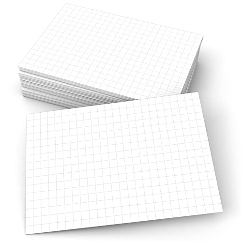 321Done Grid Index Cards (Set of 50) 4" x 6", Graph-Ruled 0.25" Double-Sided, Thick Cardstock, Made in The USA, White - color: Graph - Larger 0.25" Grids, size: Standard (4" x 6")