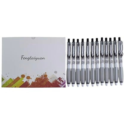 Fengtaiyuan Retractable Gel Pens, 0.5mm ST Precision Tip Quick Dry Black Ink, Gradient Black Barrel with Triangular Silicone Non-Slip Grip, Ergonomic Smooth Pens for Exam School Office [Pack of 12] - color: BlackGRB05P12
