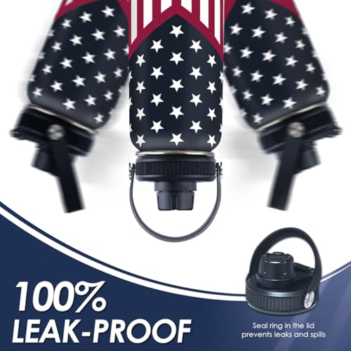 American Flag Insulated Stainless Steel Water Bottle 32oz, Vacuum Chug Lid Travel Tumbler for Men Friends Dads Grandpa, Birthday Christmas July 4th - color: American Flag 1
