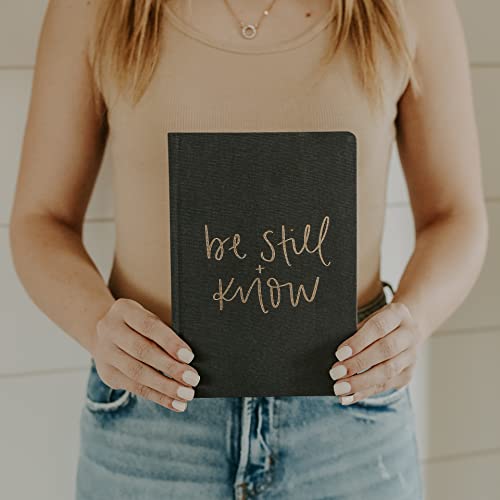 Sweet Water Decor Be Still and Know Notebook for Women - Bible Study Notes Journal, Church Notes Journal with Ribbon Bookmark - 100 Ruled Pages for Writing, Diary with Fabric Inspirational Cover - style: Be Still + Know