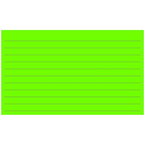 Colonial Cards: 150 Color Cardstock 3" x 5" Index Cards, Lime Green, Lined Landscape Format - color: lime green