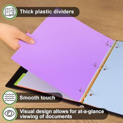 HABGP 10Pcs/2 Set 5 Tab Dividers for 3 Ring Binder, 10 Pcs Multicolor 3 Ring Binder Dividers with Tabs, Page Folder Dividers, Plastic Tabbed File Dividers with Tabs, Three Ring Binder Index Dividers - size: 2 set (10 pcs)