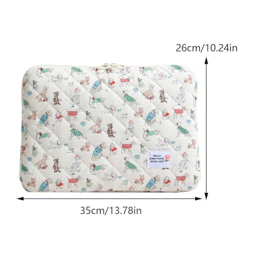 Puffy 13 Inch Quilted Laptop Sleeve, Shockproof Protective Bag with Soft Pad, Kawaii Aesthetic Design, Carrying Case for 13" Notebook - color: Dog