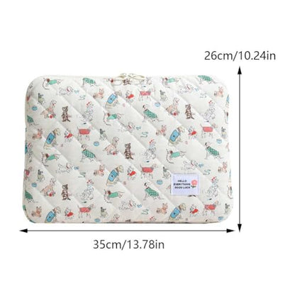 Puffy 13 Inch Quilted Laptop Sleeve, Shockproof Protective Bag with Soft Pad, Kawaii Aesthetic Design, Carrying Case for 13" Notebook - color: Dog