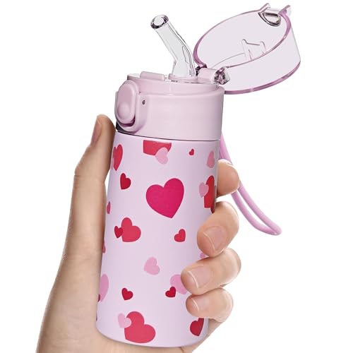 5oz Small Water Bottle with Straw, Gym Water Bottle with 3D Printed Pattern, Insulated Bottle for Hot&cold Drinks,360°leak-Proof for Student, Girl, School, Sports,Travel-Heart - color: Heart, size: 5oz