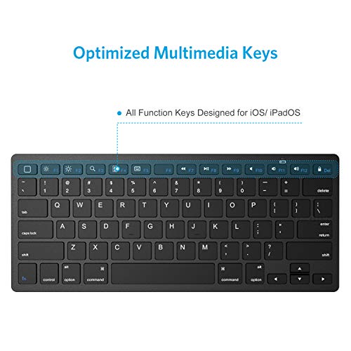 OMOTON Bluetooth Keyboard Compatible with iPad A16 11th 10th Generation, iPad 10.2 (9th/8th/7th), iPad Pro 13/12.9/11 inch, iPad Air/Mini, iPhone and More iOS Devices, Black - color: Black
