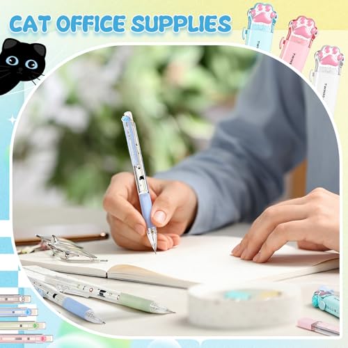 11 Pcs Black Cat Mechanical Pencil Set, 4 Mechanical Pencils 0.5mm, with 4 2B Lead Refills and 3/5 Erasers Christmas Stocking Stuffers for Women Cats Lovers Gifts (Cat) - style: Cat