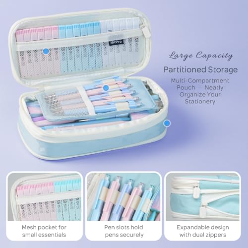 Nicpro 45PCS Mechanical Pencils with 462 Lead Refills (Blue) | 0.5mm-2.0mm Cute Mechanical Pencil Pet, School Supplies Stationary Set with Pencil Case for Girl Note-Taking & Back to School - size: 45 PCS