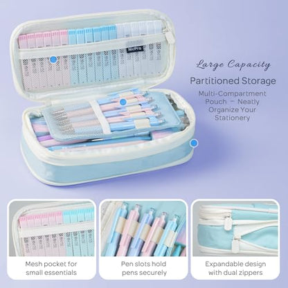 Nicpro 45PCS Mechanical Pencils with 462 Lead Refills (Blue) | 0.5mm-2.0mm Cute Mechanical Pencil Pet, School Supplies Stationary Set with Pencil Case for Girl Note-Taking & Back to School - size: 45 PCS