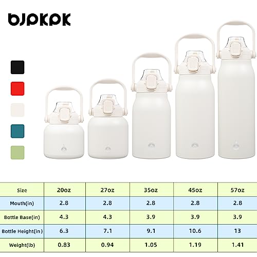 BJPKPK Insulated Water Bottles with Straw, 20 oz Cute Water Bottles with Handle, BPA Free Stainless Steel Metal Jug, Easy Carry Flasks for Men & Women, White - color: 20 ozWhite, size: 20 Ounces