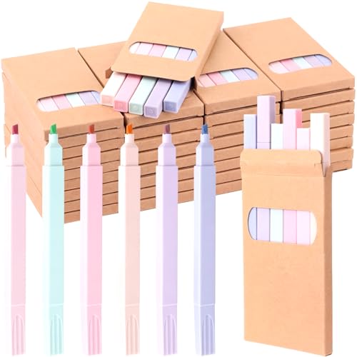 180 Pcs Bulk Highlighters with 30 Boxes Mini No Bleed Skinny Bible Highlighter Assorted Colors Pastel Fluorescent Pen Chisel Tip Fast Dry for Students Prizes Church Gifts Back to School Supplies - color: Macaron