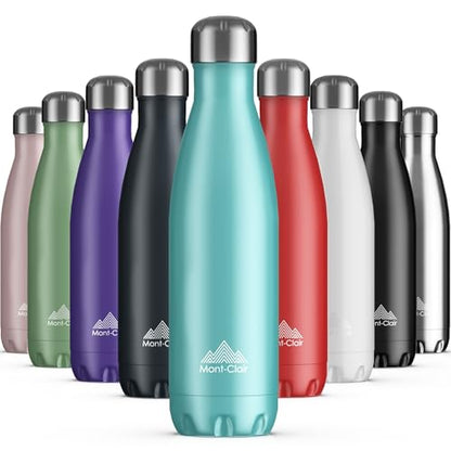 Mont-Clair Stainless Steel Water Bottle, Vacuum insulated - BPA Free, 12h Hot & 24h Cold Drinks, Metal Water Bottle 17 oz Leakproof, Ideal for Adult, Kids, Running - Light Blue - color: Light Blue, style: 17 Ounces
