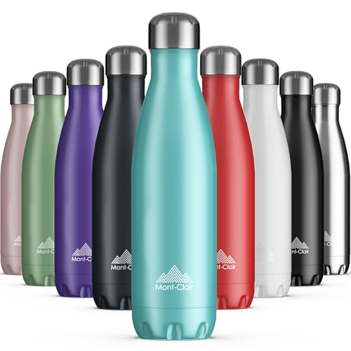 Mont-Clair Stainless Steel Water Bottle, Vacuum insulated - BPA Free, 12h Hot & 24h Cold Drinks, Metal Water Bottle 17 oz Leakproof, Ideal for Adult, Kids, Running - Light Blue - color: Light Blue, style: 17 Ounces