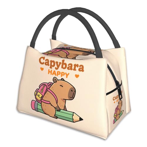 Cute Capybara Insulated Lunch Bag,Cute Beige Lunch Box for Women,Girls Boys Thermal Insulation Cooler Tote Bag Lightweight for Student School Work Picnic - color: Cute Capybara