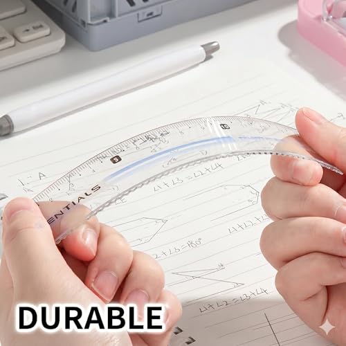 8 Pc Geometry Set with Storage Box - Metal Compass, Ruler and Protractor Kit with Pencil Eraser for Students