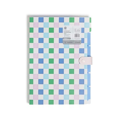 U Brands Poly 6 Pocket Expandable Folder with Tabs, Preppy Pastels, 1 Count, 1/5-cut tabs and 14 Blank Adhesive Labels - color: Pastel Multicolor