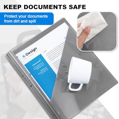 Teling Clear Report Cover with 3 Prongs, Plastic Report Presentation Folders 90 Sheet Capacity Resume Document Covers for School Office(Grey,24 Pcs) - color: Grey