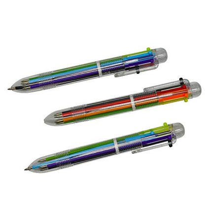 Maydahui 12 PCS Multicolor Ballpoint Pen 6-in-1 Retractable Ball Point Pens Transparent Barrel for Office School Students