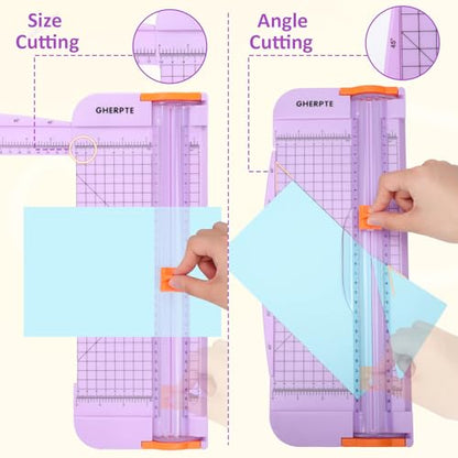 A4 Paper Cutter -12 Inch Paper Trimmer with 2pcs Replacement Blades with Safeguard Side Rulerfor Cut Gift Card,Coupon,Label, Cardstock,Photo - color: Purple