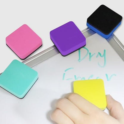 Dry Erase Erasers, 24-Pack Magnetic Mini Whiteboard Erasers for Kids & Students - Square, 6 Colors - color: Square- 6 Color