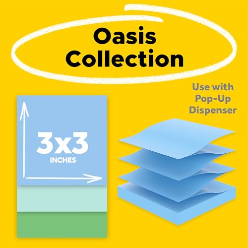 Post-it 100% Recycled Super Sticky Notes, 3 x 3 in, Oasis, 24 Pads | School Supplies and Office Products, 2X the Sticking Power - size: 3" x 3", style: 18 Pads