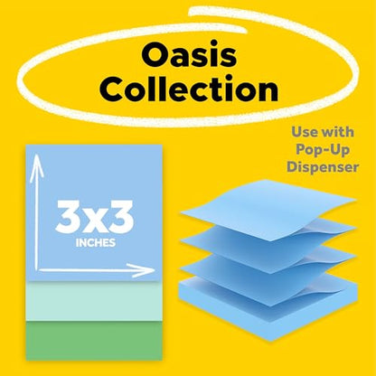 Post-it 100% Recycled Super Sticky Notes, 3 x 3 in, Oasis, 24 Pads | School Supplies and Office Products, 2X the Sticking Power - size: 3" x 3", style: 18 Pads