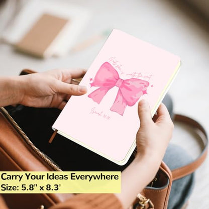 Pink Bow Bible Hard Shell Journal Notebook, Bible Notebooks for Note Taking, College Ruled Notebook, Inspirational Hardcover Notebooks, Journals for Writing Note Taking 200 Sheets (5.8 x 8.3)-5 - color: Multi 1571