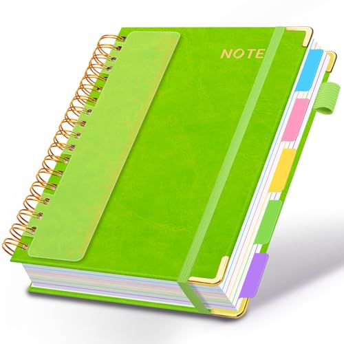 Hardcover Spiral Notebooks for Work 8.5''x 11'', 300 Pages 5 Subject Notebook with Dividers & Tabs, A4 Spiral Journal for Women, College Ruled Notebooks for School Note-Taking (Avocado Green) - color: Avocado Green, size: 8.5''x 11''