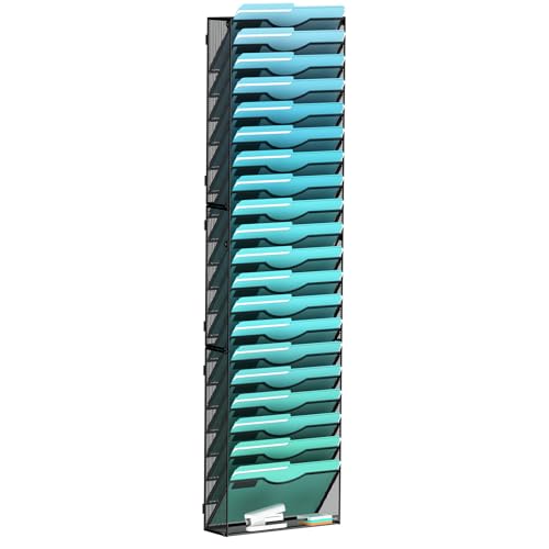 Gawerk 21-Tier Wall File Organizer Hanging Wall File Holder Wall Mount Paper Folder Organize - color: Black, size: 21-T