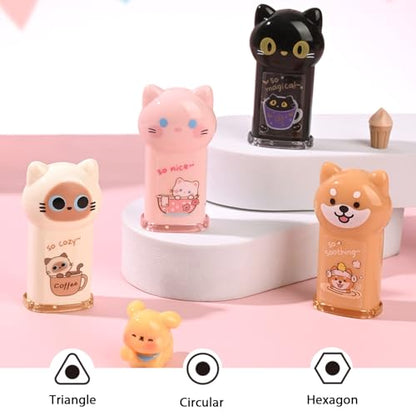 4Pcs Cute Cat Pencil Sharpeners Small Manual Pencil Sharpener Kawaii Stationery Set Kawaii School Supplies for Kawaii Office School Home Supplies - style: cat