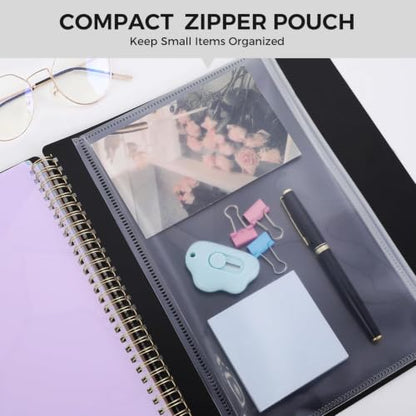 SKYDUE 12 Pocket Organizer, Spiral Multi Pocket Folder Binder with Dividers, Black Organize Notebook - color: Black