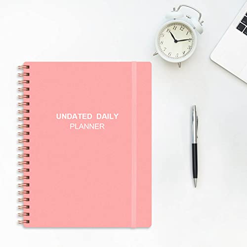 Undated Daily Planner - Undated Planner with Hourly Schedules, Action Items and Follow-up, A4 Daily Organizer Notebook to Increase Productivity, Appointment Book for Time Management, 8.5 × 11 Inch - color: Pink