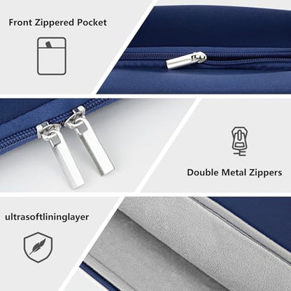 14 Inch Laptop Sleeve Shockproof Padded Carrying Case Computer Protective Cover Bag with Pocket Compatible with 14 Inch Acer ASUS HP Dell Chromebook Thinkpad Notebook, Navy Blue - color: Navy Blue, size: 14"