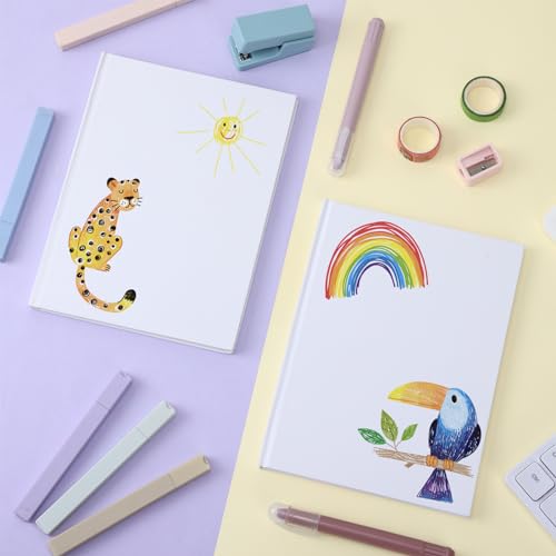 EOOUT 6 Pack White Hardcover Blank Book 6x8 Inch, 40 Pages Hardcover Blank Book for Kid to Write Stories Draw Sketch, Unlined Thick Perforated Pages - style: 6pcs-White