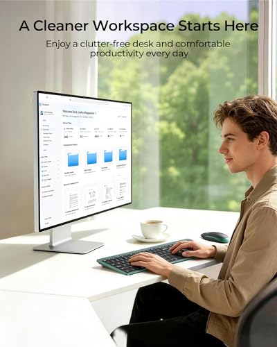 seenda Wireless Keyboard and Mouse Combo, Rechargeable Quiet Keyboard Mouse, Sleek and Ultra Thin Design, Full-Size with Number Pad for Windows, Laptop, PC, Notebook, Desktop- Dark Green - color: Dark Green