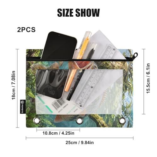 Largemouth Bass Fish Pencil Pouches for 3 Ring Binder, Zipper Binder Pencil Case, 2 Pack Clear Window Case Bag for Office Organizers - color: Largemouth Bass Fish 2